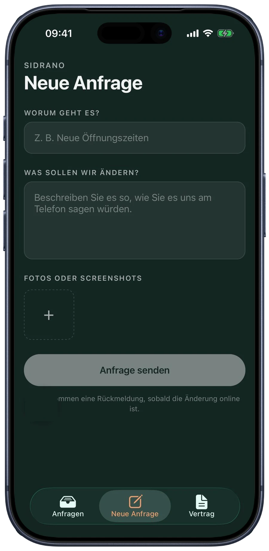Sidrano: Änderung melden